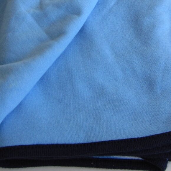 Ralph Lauren Blue Rugby Stripe Baby Blanket Cotton Knit Polo Logo 24 x 32” - Picture 3 of 5